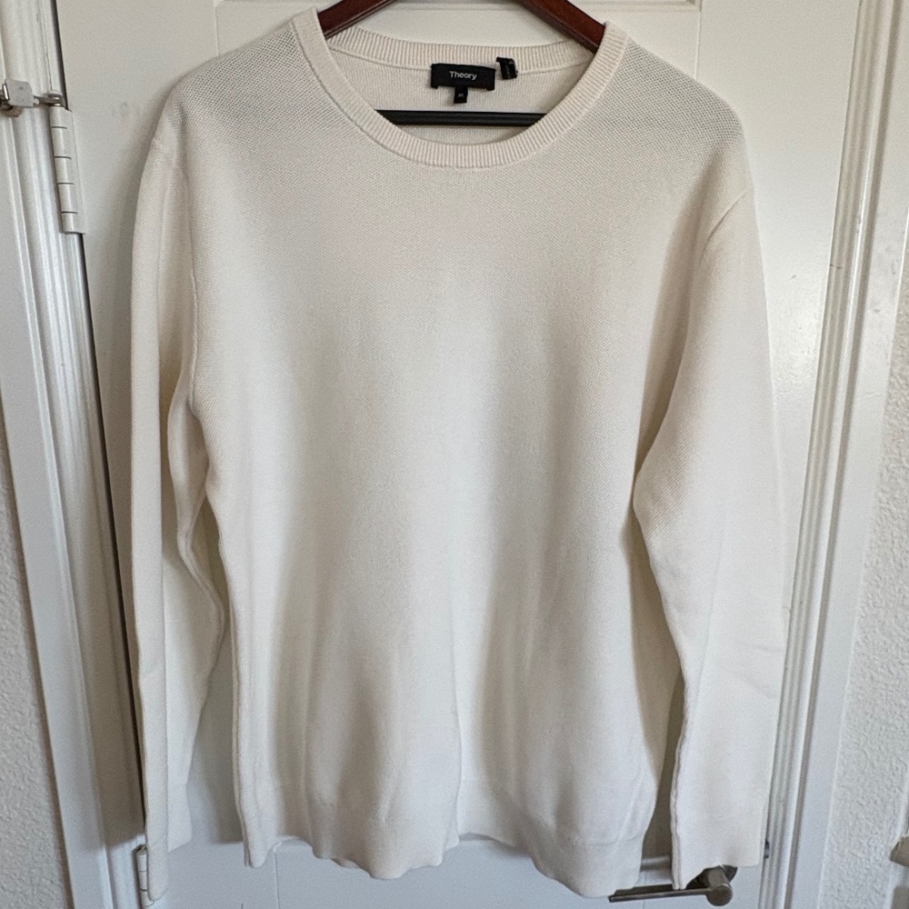 Theory Riland Pique White Sweater - LIKE NEW - XL
